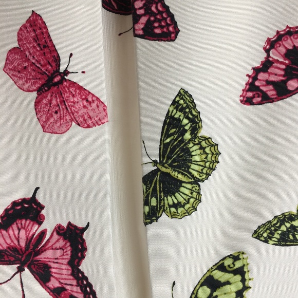 TALBOTS Ivory skirt w/ pink and green butterflies -  SZ 6 petite - Picture 4 of 9
